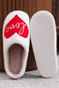 Fiery Red Valentine Love Heart Pattern Home Fuzzy Slippers