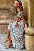Blue Boho Paisley Print Off Shoulder Maxi Dress