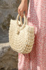 Beige Bamboo Weaving Semicircle Tote Handbag