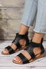 Black Crisscross Detail Hollowed Leather Gladiator Sandals
