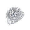 S925 Silver Moissanite Ring Flowers Women's New Trendy Ring Adjustable