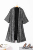 Silvery Sequin 3/4 Sleeve Kimono