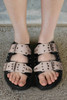 Black Retro Buckle Rivet Detail 2-tone Patched PU Slippers Black Retro Buckle Rivet Detail 2-tone Patched PU Slippers