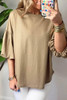 Light French Beige Solid Color Lantern Sleeve Drop Shoulder Blouse