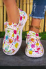 Easter Eggs Printed Square Toe Slip On Canvas Flats
