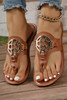 Chestnut Metal Décor Leather Thong Slippers Chestnut Metal Décor Leather Thong Slippers