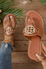 Chestnut Metal Décor Leather Thong Slippers Chestnut Metal Décor Leather Thong Slippers