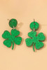 Blackish Green St Patricks Shamrock Shape Stud Earrings