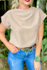 Oatmeal Plain Crew Neck Loose Fit Casual Top