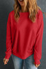 Red Solid Classic Crewneck Pullover Sweatshirt