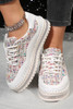 White Shiny Sequin Slip On Thick Sole Flat Shoes