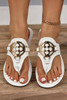 White Metal Décor Leather Thong Slippers White Metal Décor Leather Thong Slippers