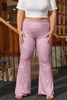 Pink Shiny Sequin Plus Size Flowy Flare Pants