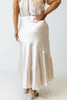 Beige Satin Split Ruffled High Waist Plus Size Skirt Beige Satin Split Ruffled High Waist Plus Size Skirt