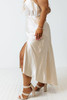 Beige Satin Split Ruffled High Waist Plus Size Skirt Beige Satin Split Ruffled High Waist Plus Size Skirt