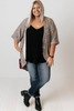 Khaki Plus Size Leopard Print Half Sleeve Open Front Cardigan