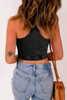 Black Ribbed Mineral Wash Racerback Cropped Tank Top