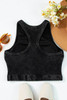 Black Ribbed Mineral Wash Racerback Cropped Tank Top