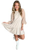 Beige Embellished Puff Sleeve Tiered A-line Dress