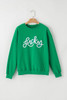 Green LUCKY Aphabet Chenille Embroidered Pullover Sweatshirt Green LUCKY Aphabet Chenille Embroidered Pullover Sweatshirt