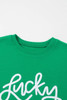 Green LUCKY Aphabet Chenille Embroidered Pullover Sweatshirt Green LUCKY Aphabet Chenille Embroidered Pullover Sweatshirt