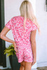 Pink Leopard Print Tee and Satin Tie Shorts Lounge Set Pink Leopard Print Tee and Satin Tie Shorts Lounge Set