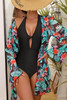 Black Halter Neck Monokini with Floral Beach Cover Up
