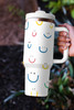 White Smiling Face Print Handle Vacuum Cup 1200ml White Smiling Face Print Handle Vacuum Cup 1200ml