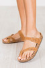 Camel Suede Adjustable Strap Toe Ring Outdoor Slippers