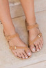 Camel Suede Adjustable Strap Toe Ring Outdoor Slippers