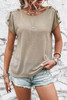 Smoke Gray Button Detail Batwing Sleeve Casual Tee Smoke Gray Button Detail Batwing Sleeve Casual Tee