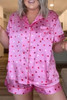 Pink Valentine Heart Shape Print Plus Size Sleepwear