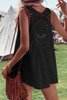 Black Bohemian Crochet Patchwork Sleeveless Tunic Black Bohemian Crochet Patchwork Sleeveless Tunic