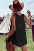 Black Bohemian Crochet Patchwork Sleeveless Tunic Black Bohemian Crochet Patchwork Sleeveless Tunic
