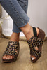 Chestnut Leopard Print Hollow Out Wedge Sandals