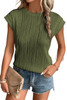Jungle Green Wavy Texture Cap Sleeve Top