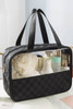 Black Stylish Checkered PVC Clear Cosmetic Bag