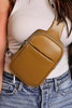 Brown Minimalist Zipped Square PU Crossbody Bag