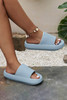 Mist Blue Solid Non-slip Wide Band Thick Sole Slippers