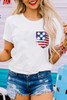 White American Flag Sequin Pocket Patched T Shirt