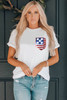 White American Flag Sequin Pocket Patched T Shirt
