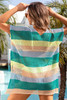 Skobeloff Striped Hollow Out Knit V Neck Tunic Cover Up
