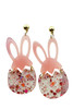 Pink Easter Bunny Glitter Acrylic Stud Earrings