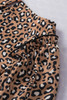 Chestnut Leopard Print Ruffle Wide Sleeve Blouse