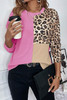 Bonbon Leopard Colorblock Waffle Knit Top