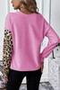 Bonbon Leopard Colorblock Waffle Knit Top Bonbon Leopard Colorblock Waffle Knit Top
