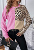 Bonbon Leopard Colorblock Waffle Knit Top Bonbon Leopard Colorblock Waffle Knit Top