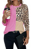 Bonbon Leopard Colorblock Waffle Knit Top Bonbon Leopard Colorblock Waffle Knit Top