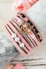 Pink Leopard Letter Print Heart Shaped Magnetic Buckle Bracelet