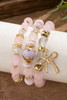 Pink 3pcs Bowknot Pendant Beaded Bracelet